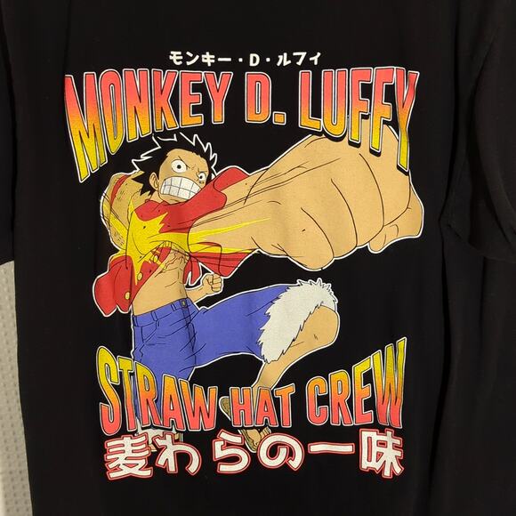 One Piece Monkey D Luffy Shirt Large Black Ripple Junction Straw Hat Crew Anime - Picture 2 of 4